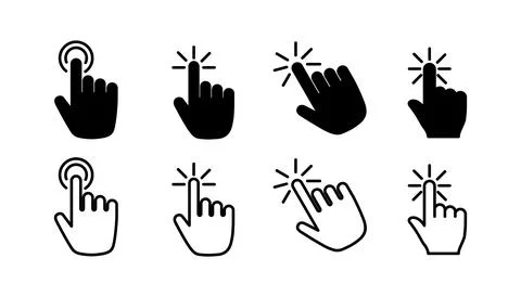 Hand click icon vector. clicking finger icon. pointer icon Illustrazione stock