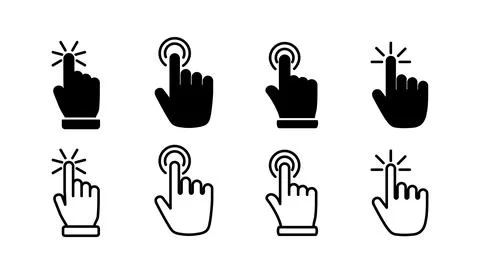Hand click icon vector. clicking finger icon. pointer icon Illustrazione stock