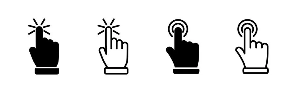 Hand click icon vector. clicking finger icon. pointer icon Illustrazione stock