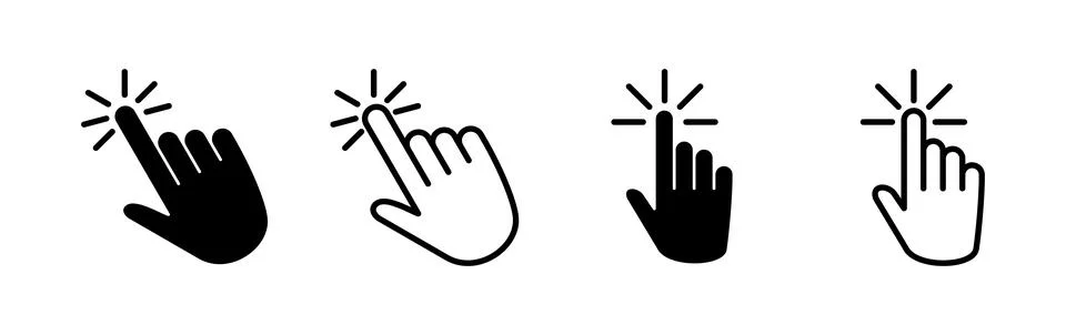 Hand click icon vector. clicking finger icon. pointer icon Illustrazione stock