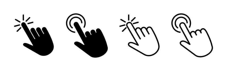 Hand click icon vector. clicking finger icon. pointer icon Illustrazione stock