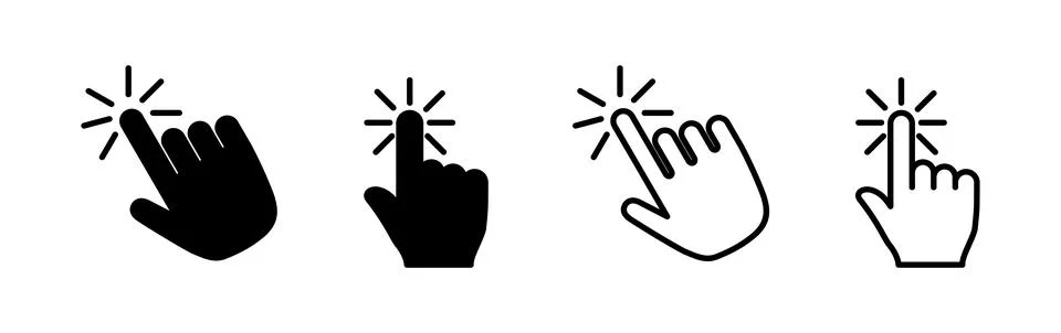 Hand click icon vector. clicking finger icon. pointer icon Illustrazione stock