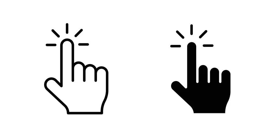 Hand click icon vector concepts, line and silhouette style Stock Illustration