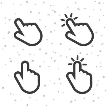 Hand click pointer icons. Finger touch symbols for apps and websites. 스톡 일러스트