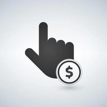 Hand Click simple icon. Currency exchange sign. Cursor pointer symbol. To pay Illustrazione stock