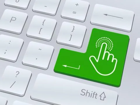 Hand click symbol on white computer keyboard. Vector illustration. Stock Illustration