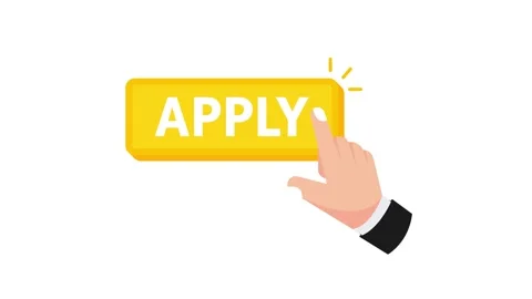 Hand clicking apply button with white and blue backgrounds Stock Footage 310849066