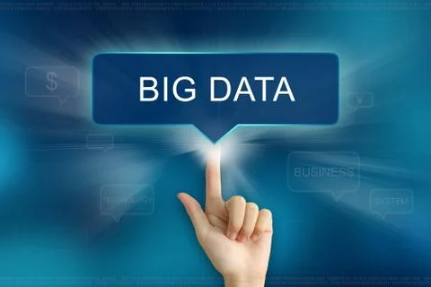 Hand clicking on big data button Stock Photos