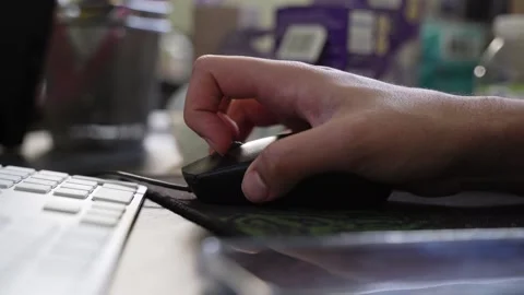 Hand Clicking Black Computer Mouse Stock Footage 334358299