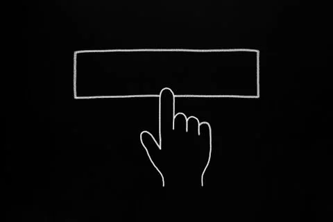 Hand clicking blank button Stockfoto's