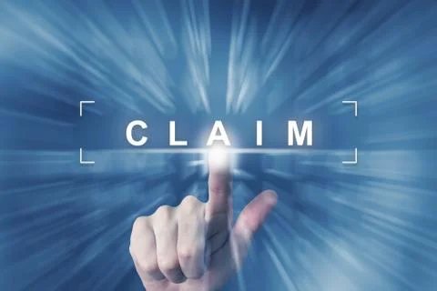 Hand clicking on claim button Stock Photos