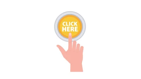 Hand clicking click here button on white and green screen Video stock 315004018