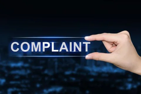 Hand clicking complaint button Stock Photos