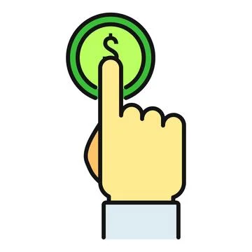 Hand clicking dollar coin button pay per click イラスト素材
