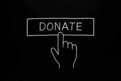 Hand clicking donate button Photos