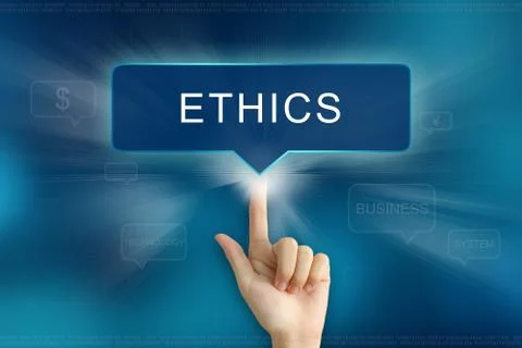 Hand clicking on ethics button Foto stock