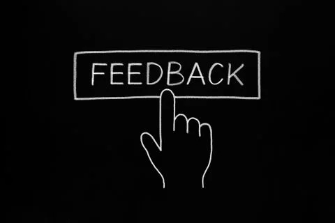 Hand clicking feedback button Foto stock