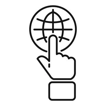 Hand clicking on a global internet network icon Stock Illustration