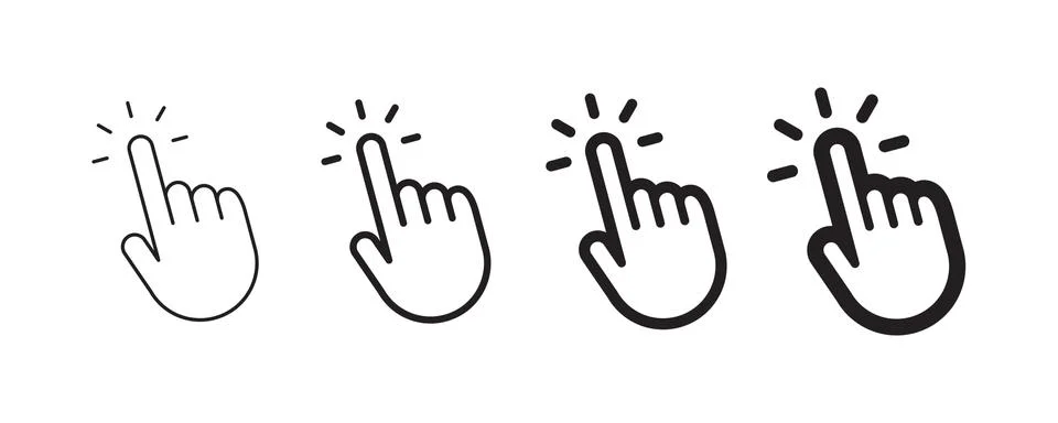 Hand clicking icon, linear vector Stock Illustration