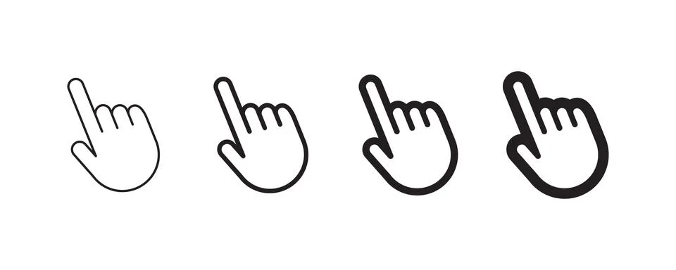 Hand clicking icon, linear vector Stock Illustration