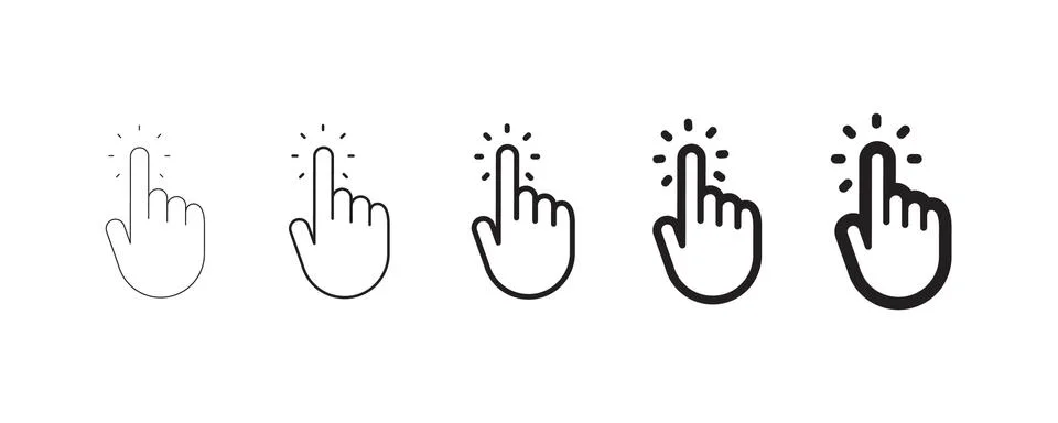Hand clicking icon, linear vector Stock Illustration