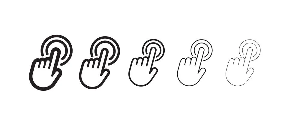 Hand clicking icon, linear vector Illustrazione stock