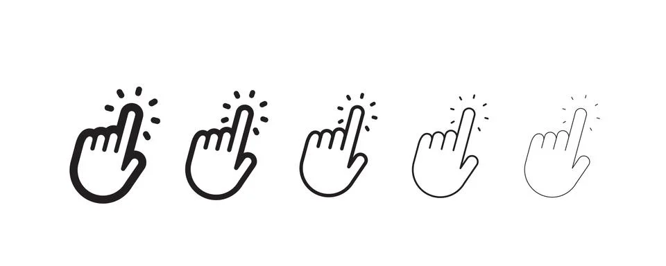 Hand clicking icon, linear vector Illustrazione stock