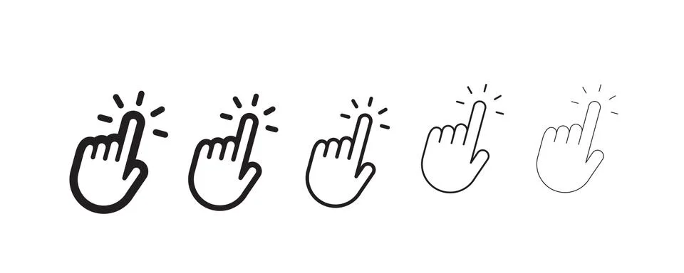 Hand clicking icon, linear vector Illustrazione stock