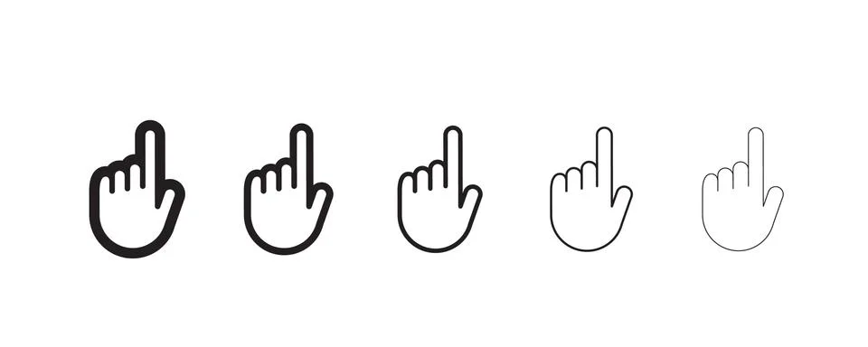 Hand clicking icon, linear vector Stock Illustration