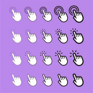 Hand clicking icon, linear vector set Stock Illustration