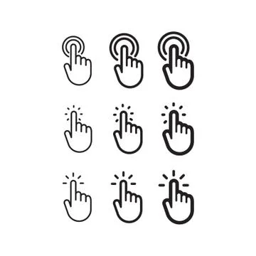 Hand clicking icon, linear vector collection Stock Illustration