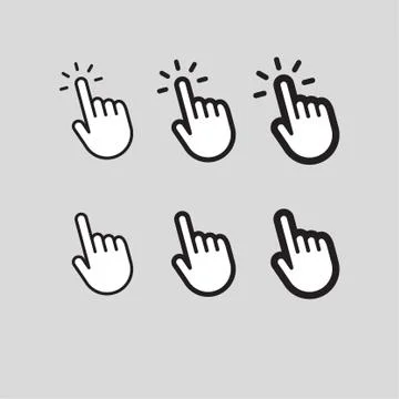 Hand clicking icon, linear vector collection Illustrazione stock