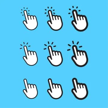 Hand clicking icon, linear vector collection Illustrazione stock