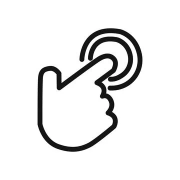 Hand clicking icon linear vector graphics sign Stock Illustration
