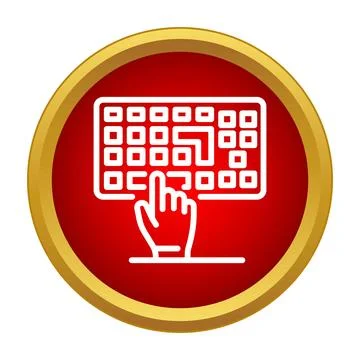 Hand clicking keyboard button on computer icon Illustrazione stock