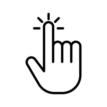 Hand clicking linear logo mark in black and white Stock Illustration