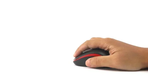 Hand clicking mouse isolated on white background Stock Footage 325408343