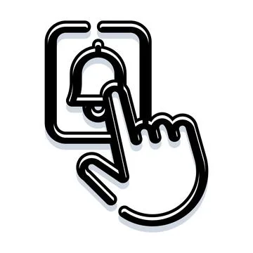 Hand clicking notification bell alert icon button 스톡 일러스트