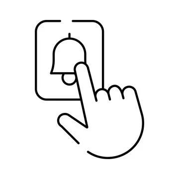 Hand clicking notification bell icon for alert 库存插图