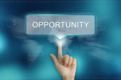 Hand clicking on opportunity button Stock Photos