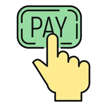 Hand clicking pay button for online transaction Stock Illustration