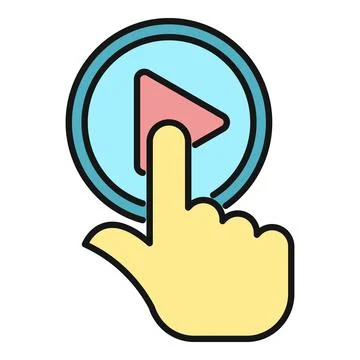 Hand clicking play button starting media playback Stock Illustration