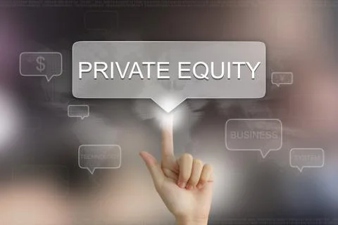 Hand clicking on private equity button Foto stock