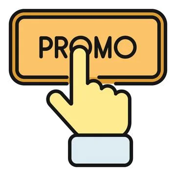 Hand clicking promo button for online promotion イラスト素材
