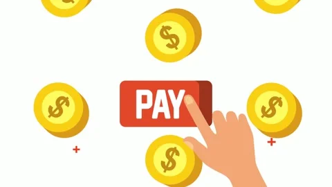 Hand clicking red pay button with digital falling gold dollar coins for onl.. 스톡 동영상 339259642
