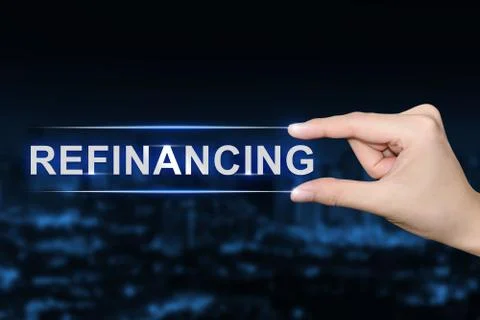 Hand clicking refinancing button Stock Photos