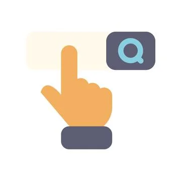 Hand clicking search button for online information discovery 스톡 일러스트