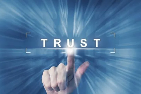 Hand clicking on trust button Stock Photos