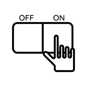 Hand clicking on turn on button vector icon Stock Illustration