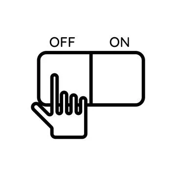 Hand clicking on turn off button vector icon Stock Illustration